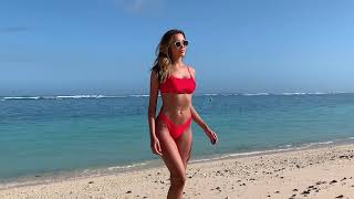 Plain Halter Top With Tie Side Bikini Set