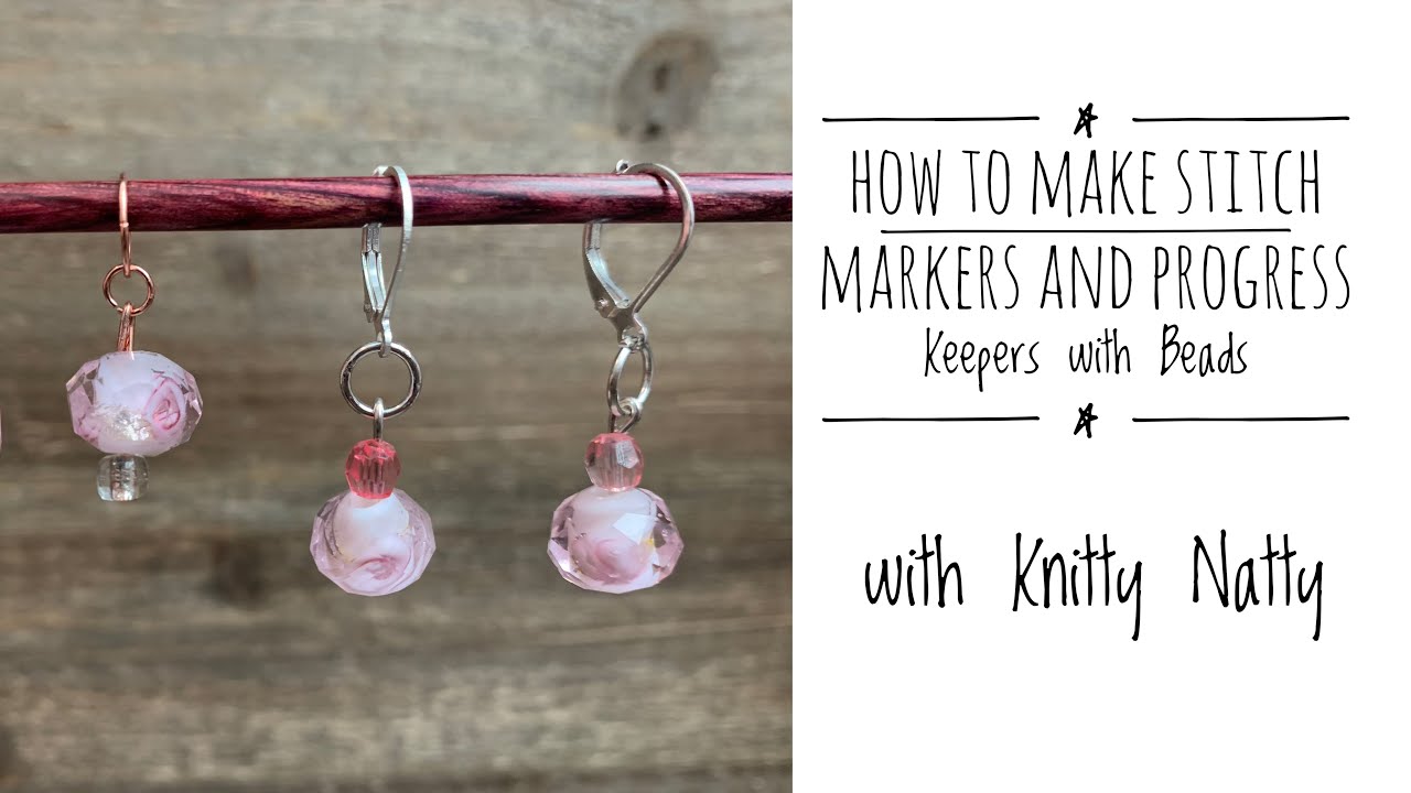 Knitting stitch marker with a bead