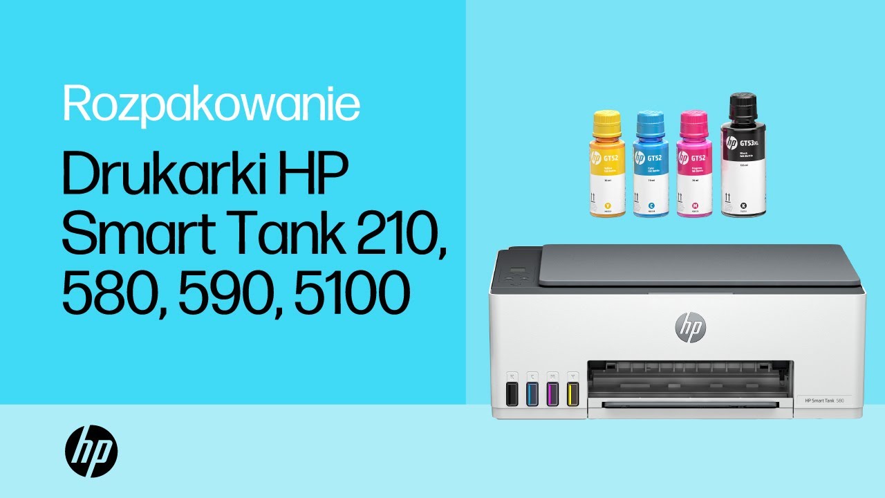 Rozpakowywanie i konfiguracja | Drukarki HP Smart Tank 210, 580, 590, 5100 | HP Support