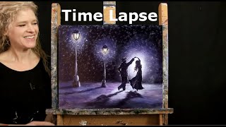 TIME LAPSE - Learn How to Paint WINTER DANCE with Acrylic - Landscape Figure Step by Step Tutorial