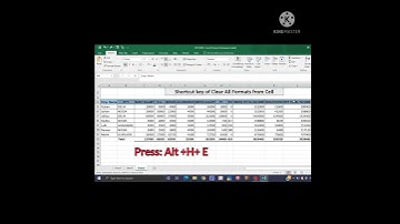 Shortcut key of Remove all formats from cell in Ms excel.