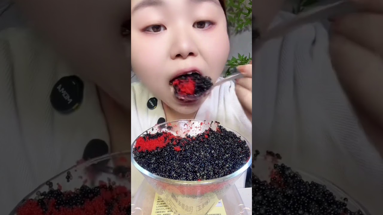 ASMR voice control eating sound colorful crunchy tobiko eggs 