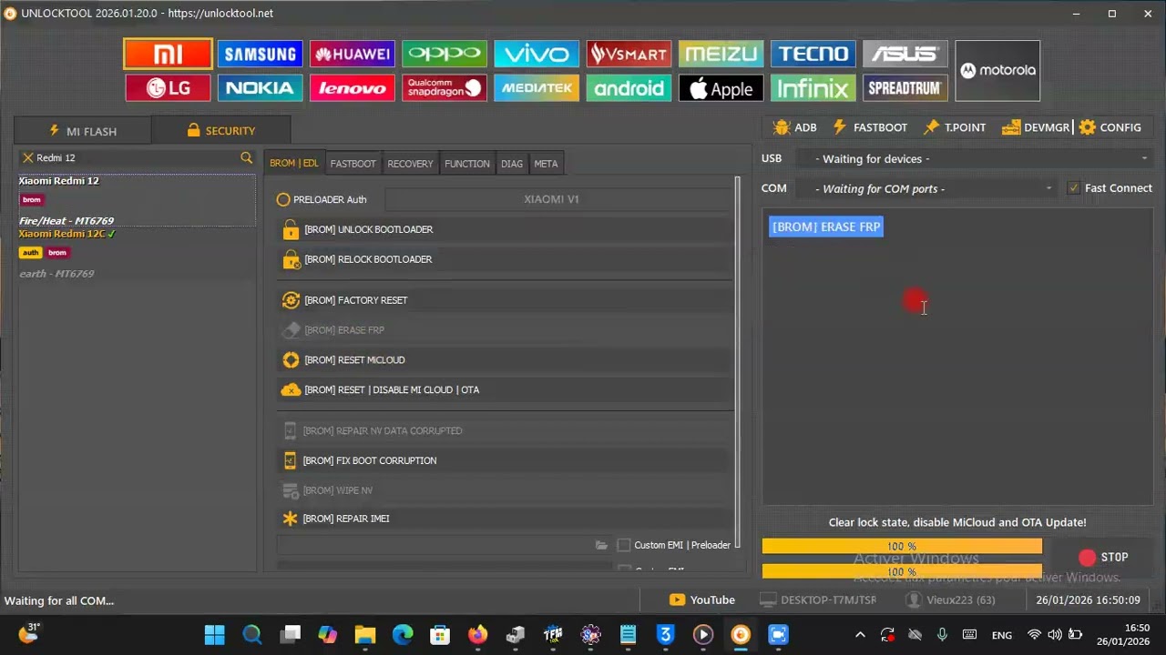 FRP BYPASS Redmi 12 MediaTek / Via Unlock Tool Service Mali
