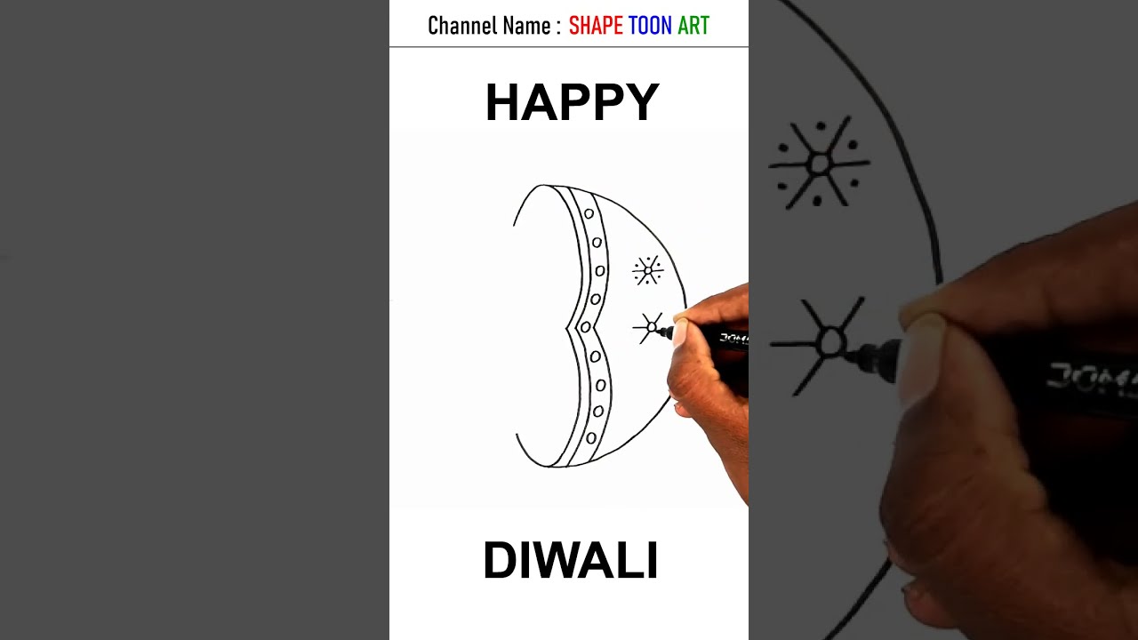 Diwali drawing - Diya drawing from number 3 - diwali diya drawing - 