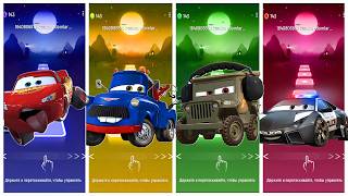 Cars - Lightning McQueen 🆚 Mater 🆚 Sarge 🆚 Police Car 🎶 Tiles Hop EDM Rush