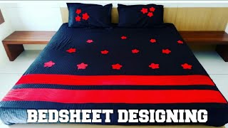 How To Make Beautiful Bedsheet Using Velvet | Aplic Flower Cutting For Beginners