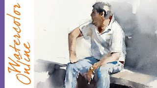 Thursday Speed Up Demos: A Man Looking Around (Watercolor Figure)