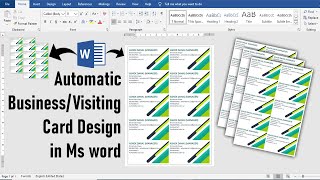 Automatic Business card Design in ms word | Visiting Card Design | Ms word Tutorial | just 1 click |