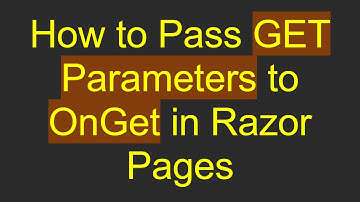 How to Pass GET Parameters to OnGet in Razor Pages