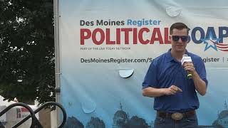 Libertarian presidential candidate Chase Oliver speaks at the Des Moines Register's Soapbox