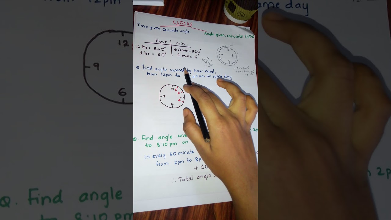 Calculate the angle swept by the hands of clocks Clocks and Calenders