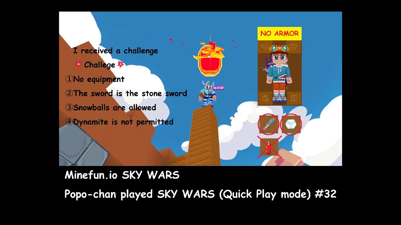 Minefun.io SKY WARS  Popo-chan played SKY WARS (Quick Play mode) #32 ポポちゃんスカイウォーズを凸!! #32