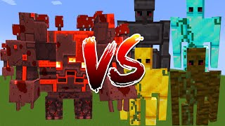 Mushroom Mostrocity vs All Golems Mob Battle in Minecraft