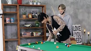 BTS Jimin vs V pool game | funny ending | (eng sub)