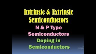 Intrinsic and Extrinsic Semiconductors, N and P Type Semiconductors and Doping in Semiconductors