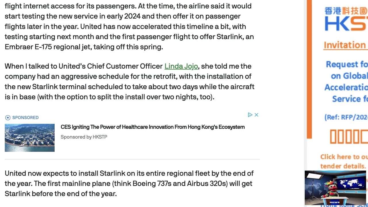 United Airlines accelerates its Starlink rollout, with first commercial flight planned for spring