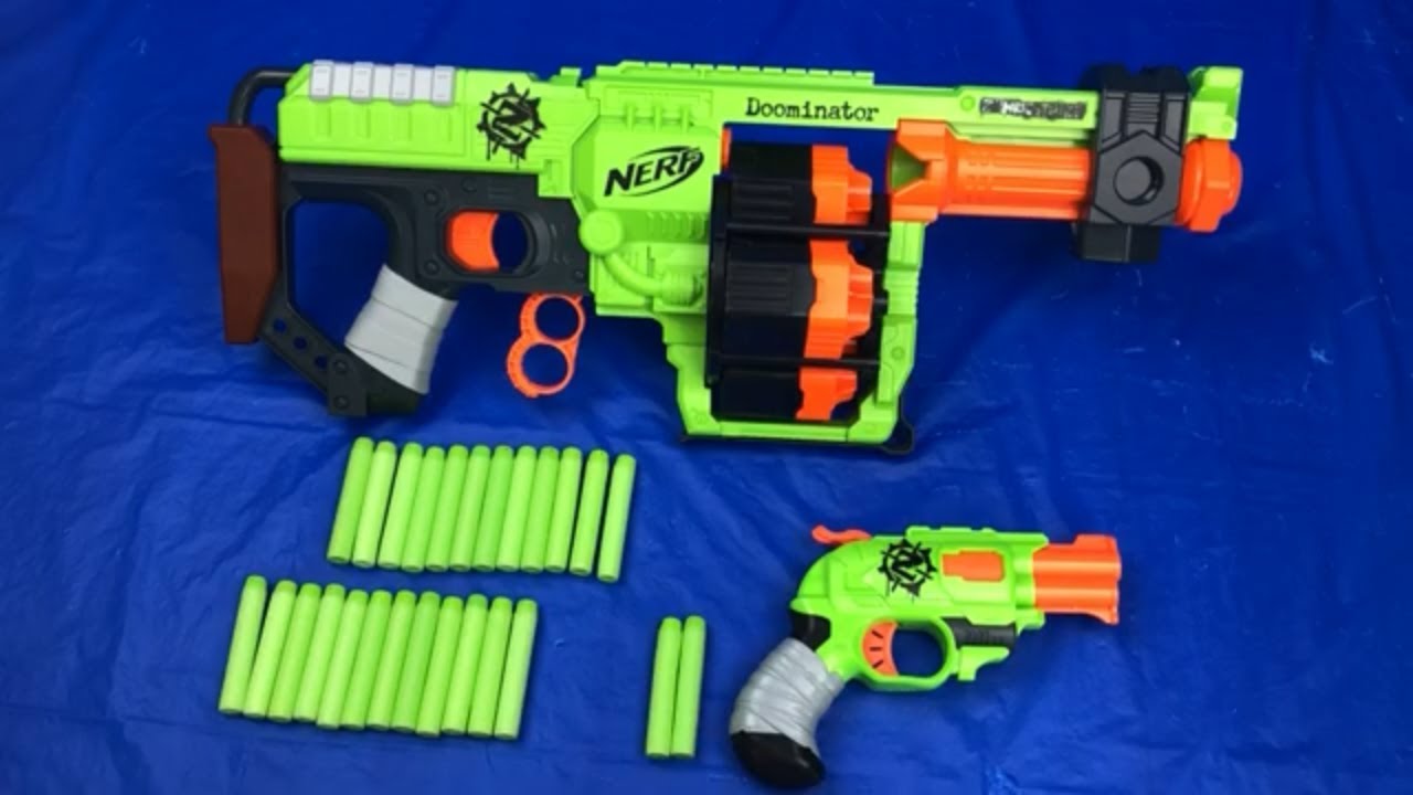 Nerf Zombie Strike Doominator Toy Pistol Box of Toys - YouTube