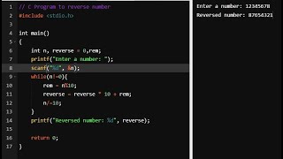 Reverse a Number using C Programming Language