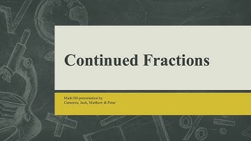 Maths188 Continued Fractions