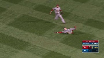 CIN@CHC: Bruce makes great catch, error scores run