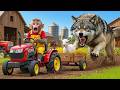 Monkey Farmer Drives TRACTOR to UNBELIEVABLE Rescue Baby Goat from Wolves!