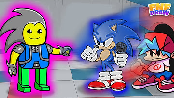 FNF Corrupted “SLICED” But Everyone Sings It | Annoying Orange x Roblox Noob #5 | FNF Draw