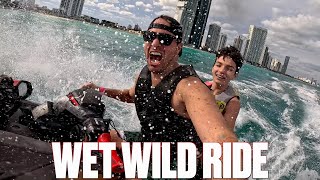 RIDING JET SKIS IN A HURRICANE | JUMPING JET SKIS OFF FREEZING COLD WAVES ON SUNNY ISLES BEACH MIAMI