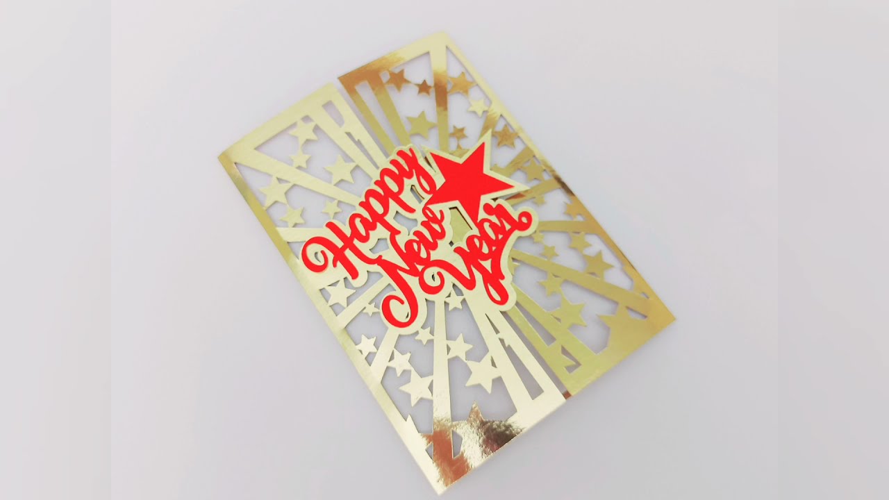 Happy New Year Card SVG templates cut files Cricut Tutorial