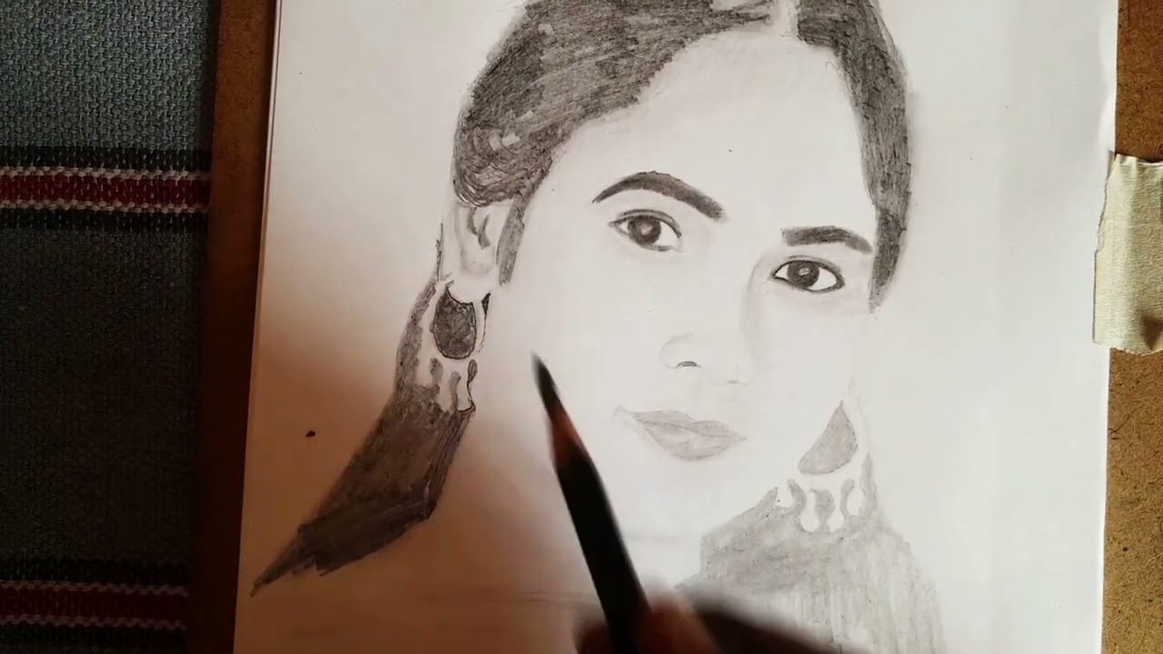 Pencil Graphit And Charcoal Portrait Drowing