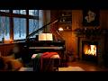 Fireplace Jazz Ambience in Cozy Winter Rooms with Snowy Views for Relaxing Peaceful Nights