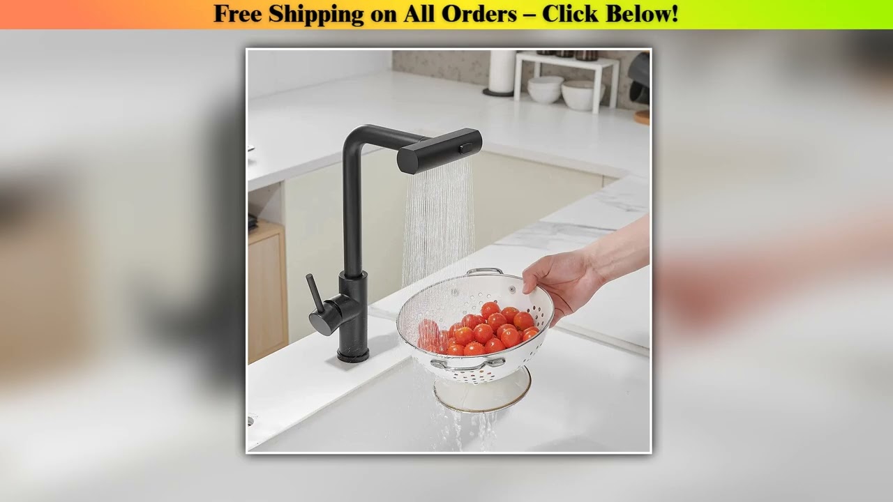 Black Kitchen Faucets Gray Pull Out Rotation Waterfall Stream Sprayer Head Sink Mixer Brushed