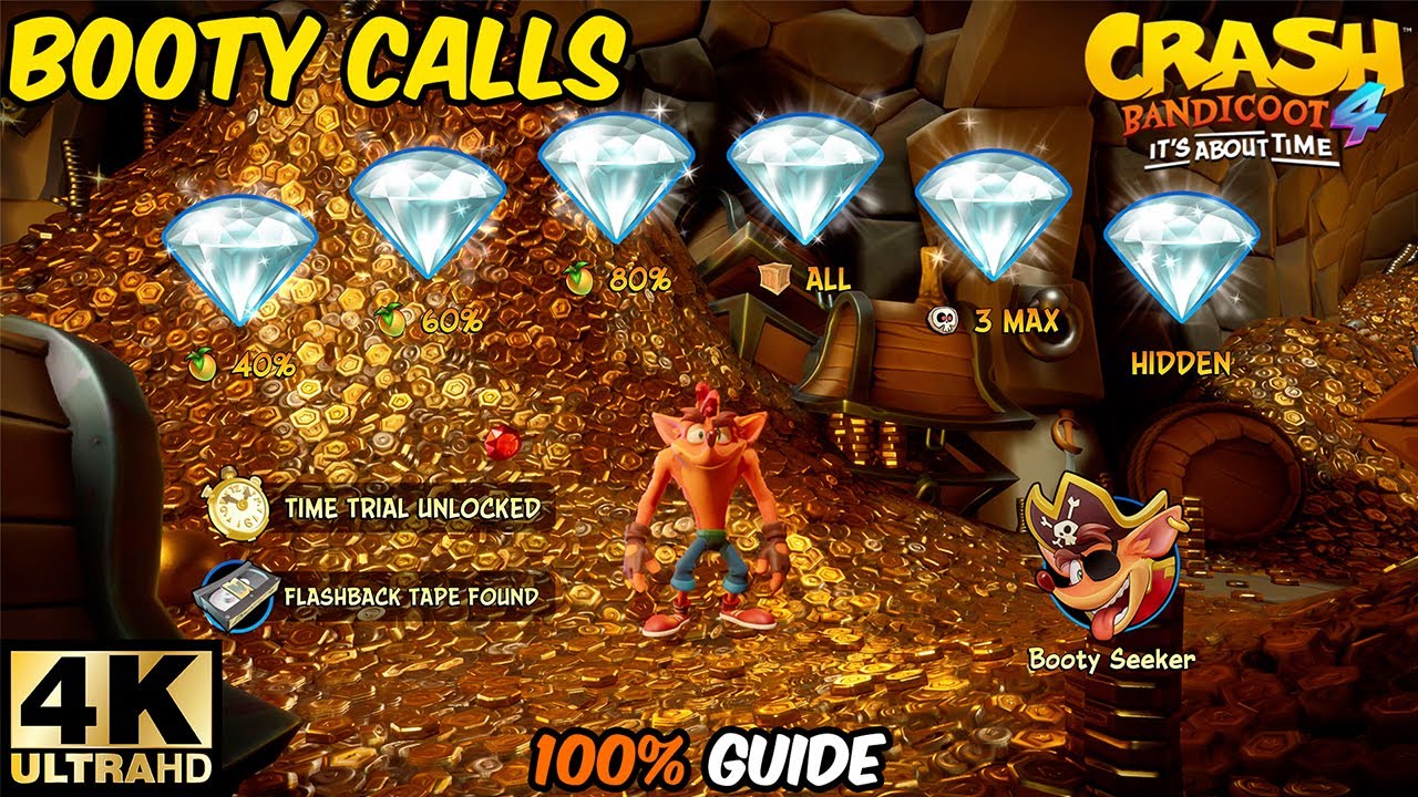 Crash Bandicoot 4 - Booty Calls 100% Walkthrough Guide (All Gems, Boxes) 4K 60 FPS