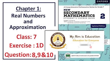Exercise 1D Question 8, 9 and 10 Word problems (Estimation) – APS Math Class 7.