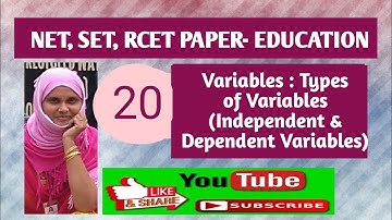 Independent & Dependent Variables || Types of Variables || Research in Education || NET, SET, RCET |