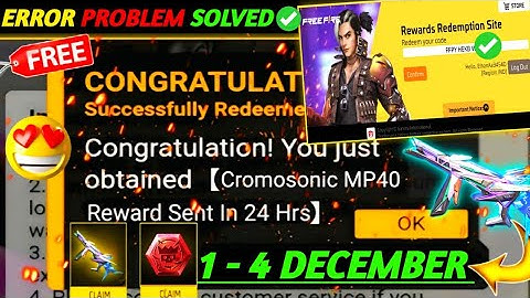 FREE FIRE REDEEM CODE TODAY 1 DECEMBER REDEEM CODE FREE FIRE | FF REDEEM CODE TODAY 1 DECEMBER