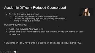 Reduced Course Load