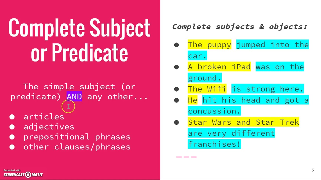 Subject Predicate Lesson YouTube