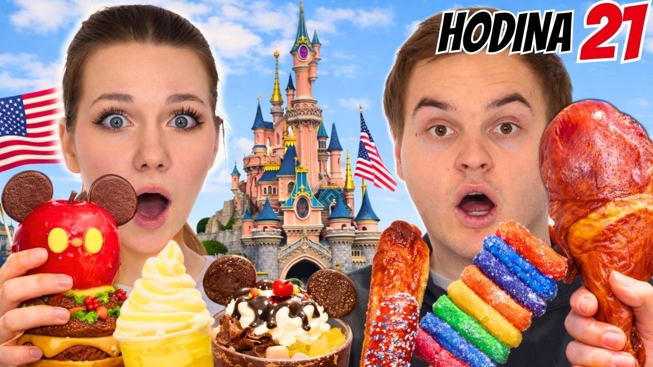 24 HODIN JÍME JENOM V AMERICKÉM DISNEYLANDU!😱