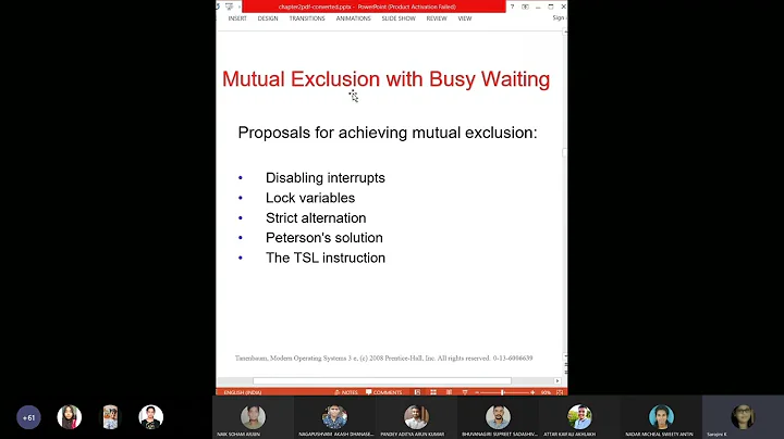 OS   (Algorithms to achieve Mutual Exclusion ) 15-03-22