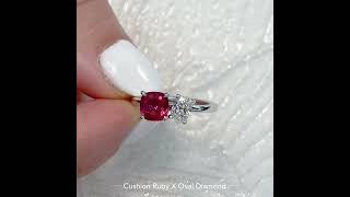 Cushion Ruby and Oval Diamond Duo Ring Net Worth
