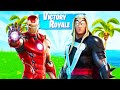 SEASON 4 MARVEL BATTLE PASS SKINS! Winning in Solos (Fortnite Season 4)