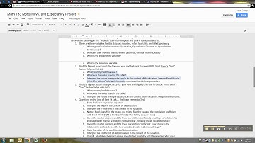 Math 133 Mortality Project - Part 6 of 7