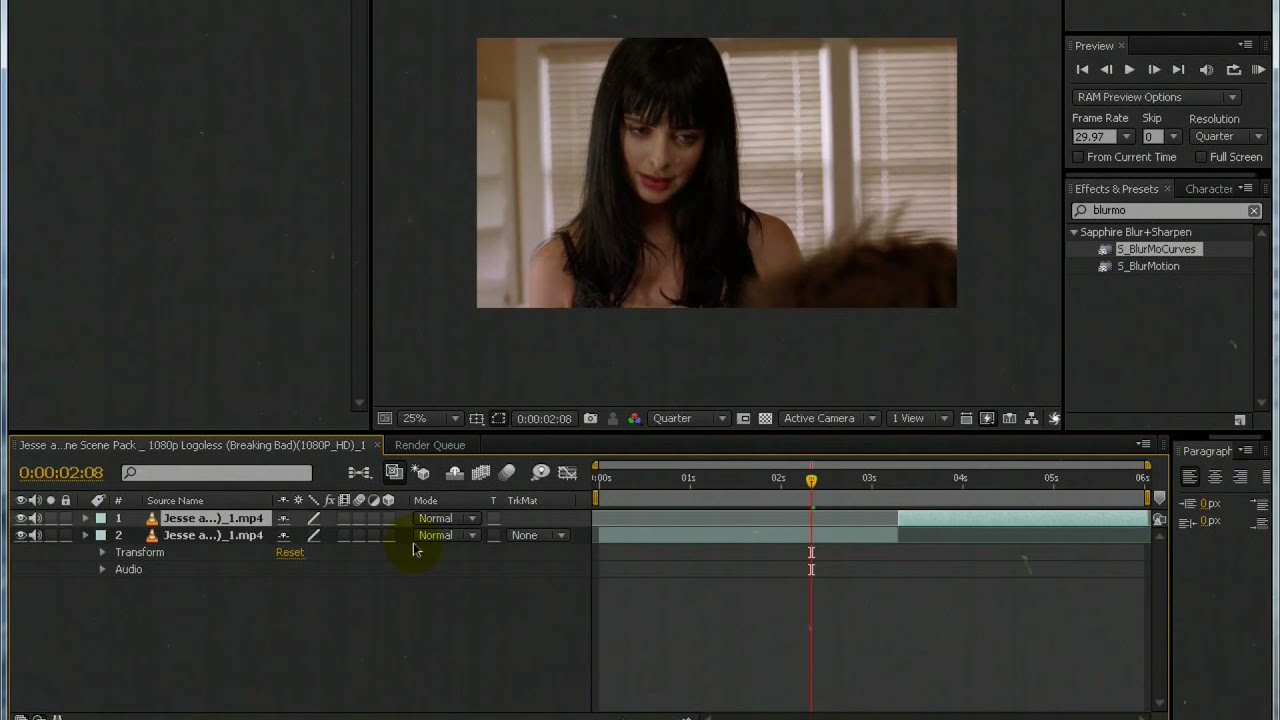 After effects zoom in and out (Sapphire plugin required)