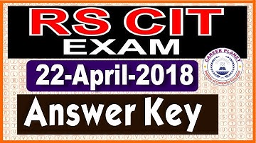 RSCIT Answer Key 22 April 2018|RSCIT Exam Paper with Solution