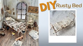 DIY Abandoned diorama rusty metal hospital bed