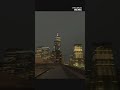 Lightning struck the top of 1 World Trade Center Friday night as storms moved through the area