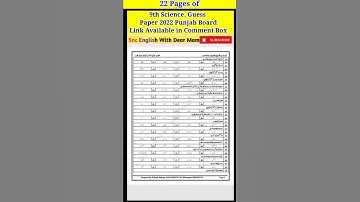 9th class science,guess paper, board Punjab,pakistan