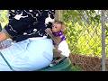 Oh god!! Clever little girl LIORA tries to hug her mom's back as she rides on Swing