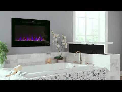 touchstone-sideline-electric-fireplace-recessed-in-a-bathroom-wall