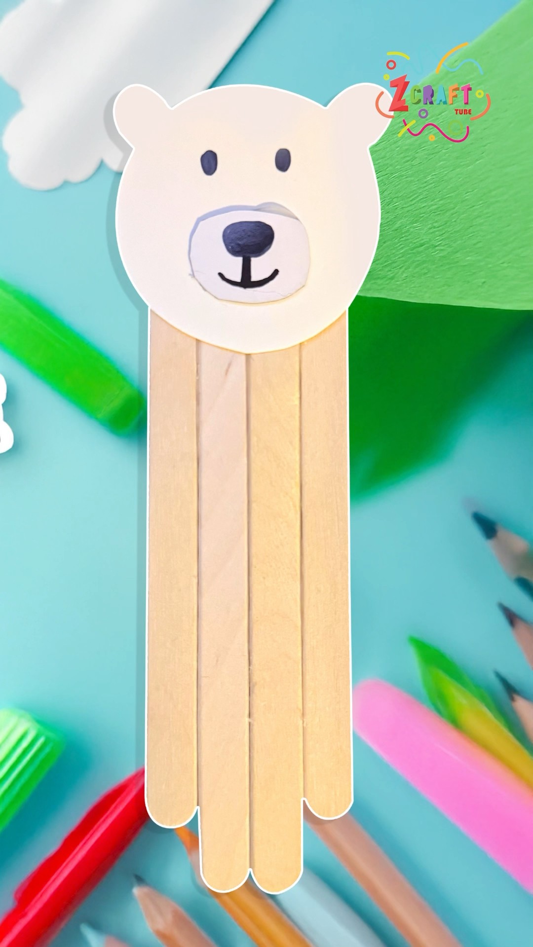DIY Popsicle Stick Polar Bear 🐻‍❄️ | Easy Winter Craft for Kids